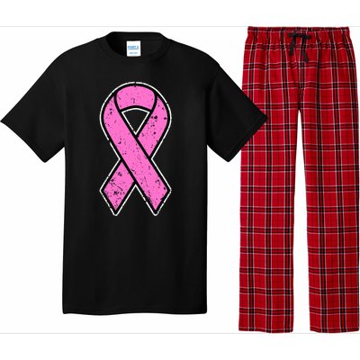 Distressed Breast Cancer Awareness Pink Ribbon Pajama Set