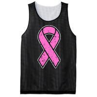 Distressed Breast Cancer Awareness Pink Ribbon Mesh Reversible Basketball Jersey Tank