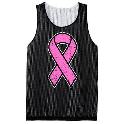 Distressed Breast Cancer Awareness Pink Ribbon Mesh Reversible Basketball Jersey Tank