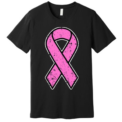 Distressed Breast Cancer Awareness Pink Ribbon Premium T-Shirt