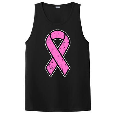 Distressed Breast Cancer Awareness Pink Ribbon PosiCharge Competitor Tank