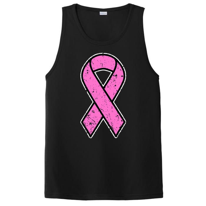 Distressed Breast Cancer Awareness Pink Ribbon PosiCharge Competitor Tank