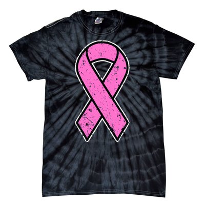 Distressed Breast Cancer Awareness Pink Ribbon Tie-Dye T-Shirt