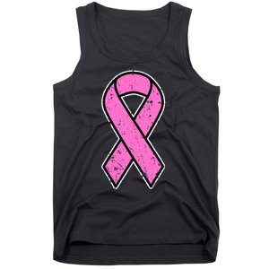 Distressed Breast Cancer Awareness Pink Ribbon Tank Top