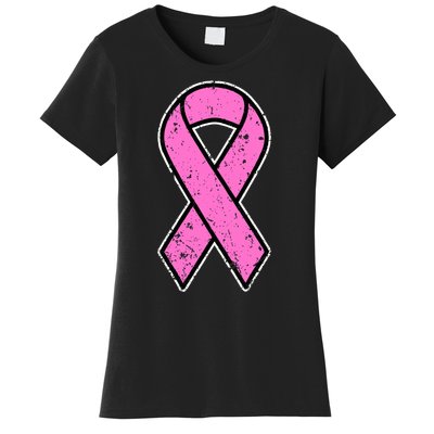 Distressed Breast Cancer Awareness Pink Ribbon Women's T-Shirt