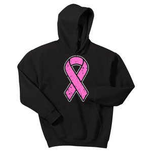 Distressed Breast Cancer Awareness Pink Ribbon Kids Hoodie