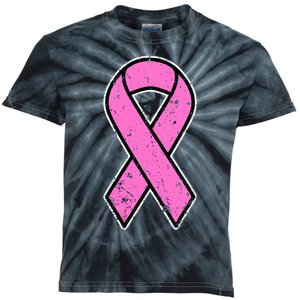 Distressed Breast Cancer Awareness Pink Ribbon Kids Tie-Dye T-Shirt