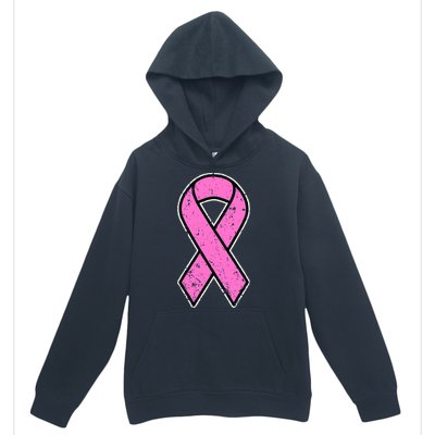 Distressed Breast Cancer Awareness Pink Ribbon Urban Pullover Hoodie