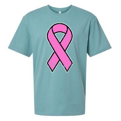 Distressed Breast Cancer Awareness Pink Ribbon Sueded Cloud Jersey T-Shirt