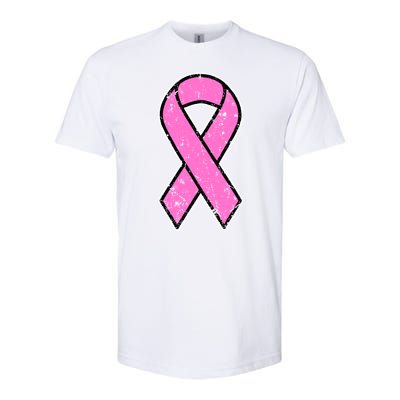 Distressed Breast Cancer Awareness Pink Ribbon Softstyle CVC T-Shirt