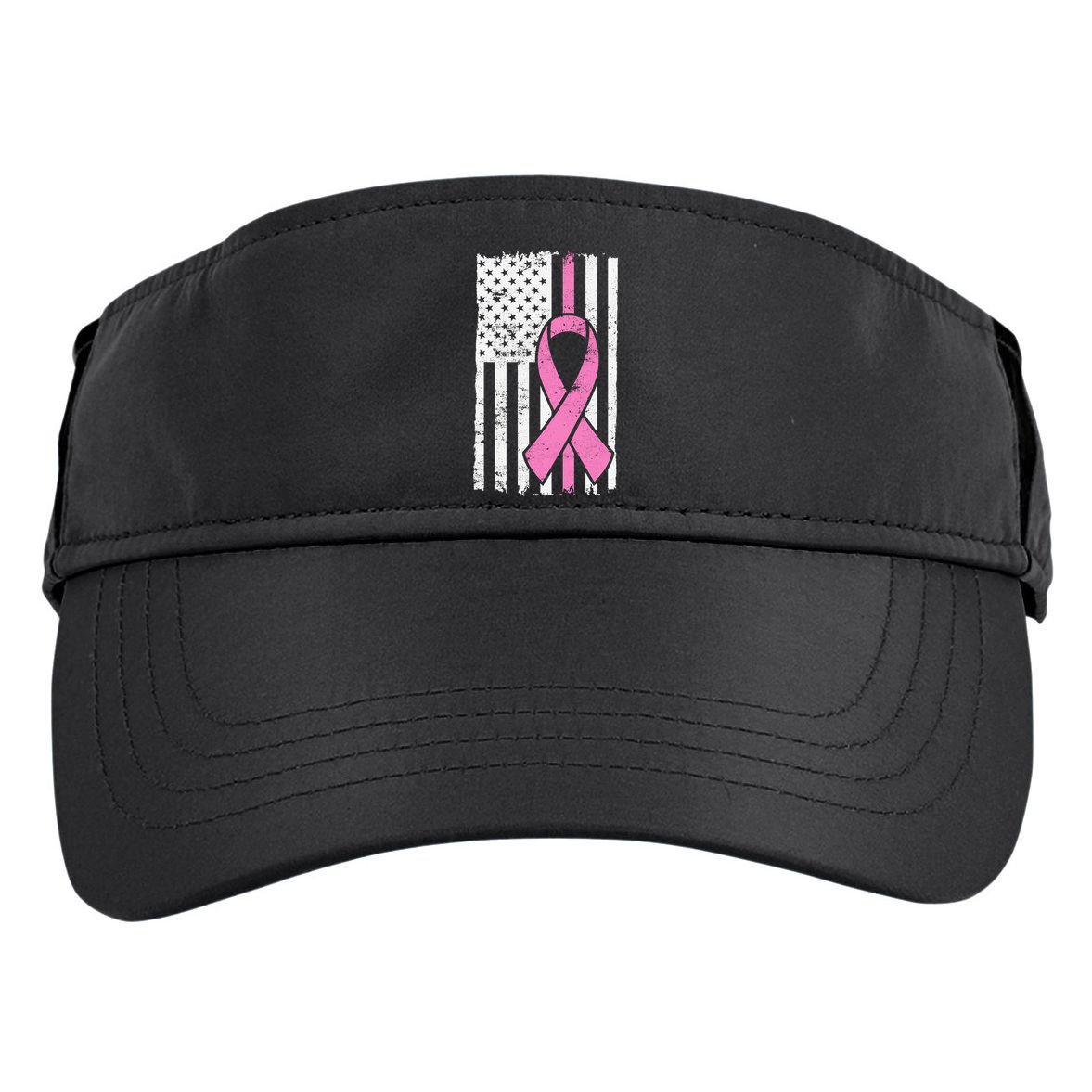 Distressed Breast Cancer Ribbon Flag Adult Drive Performance Visor