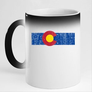 Distressed Colorado State Flag Denver Co Patriotic 11oz Black Color Changing Mug