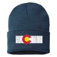 Distressed Colorado State Flag Denver Co Patriotic Sustainable Knit Beanie
