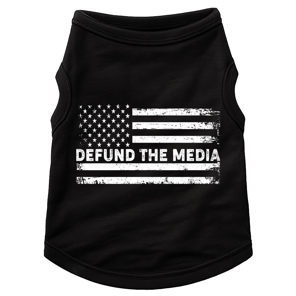 Distressed Defund The Media American Flag Doggie Tank