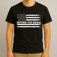 Distressed Defund The Media American Flag T-Shirt