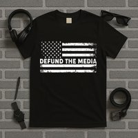 Distressed Defund The Media American Flag T-Shirt