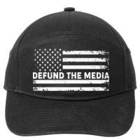 Distressed Defund The Media American Flag 7-Panel Snapback Hat
