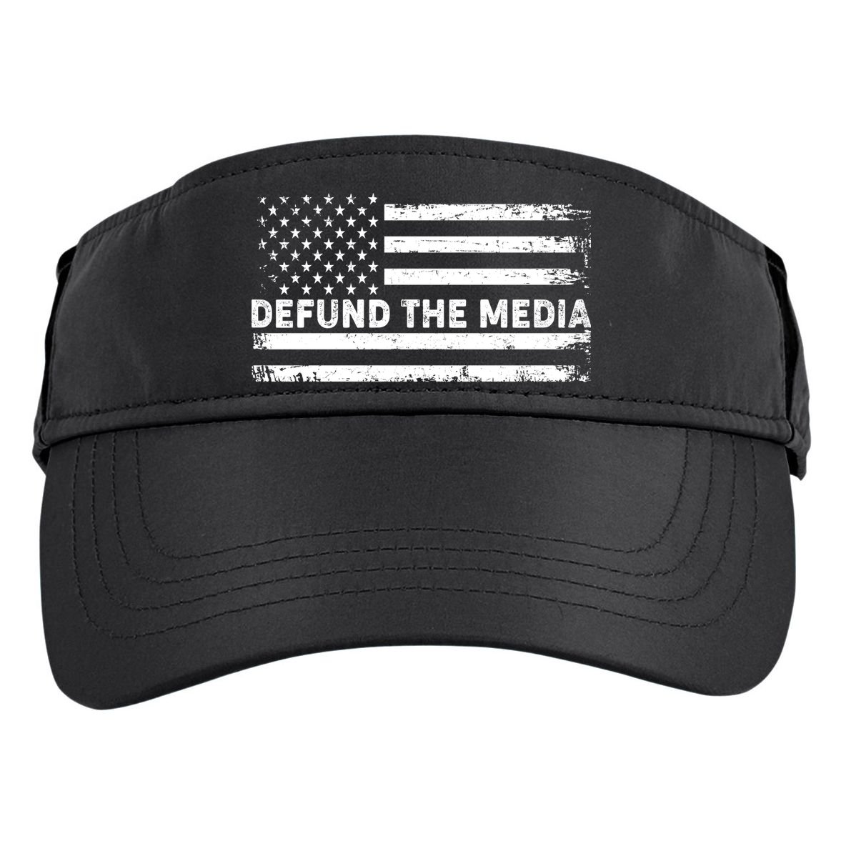 Distressed Defund The Media American Flag Adult Drive Performance Visor
