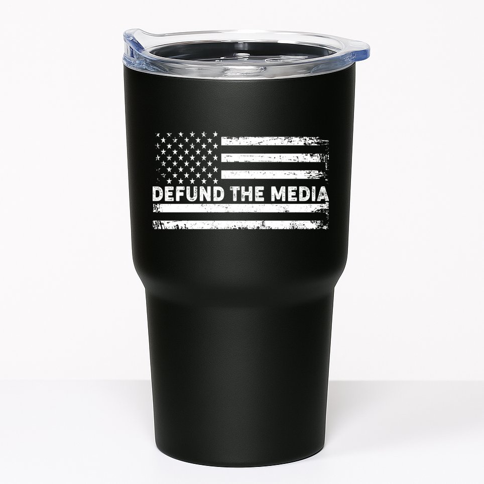 Distressed Defund The Media American Flag Tumbler