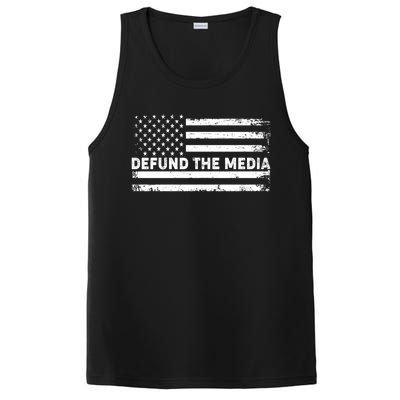 Distressed Defund The Media American Flag PosiCharge Competitor Tank