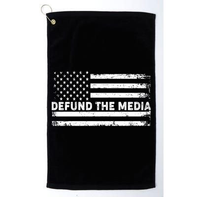 Distressed Defund The Media American Flag Golf Towel