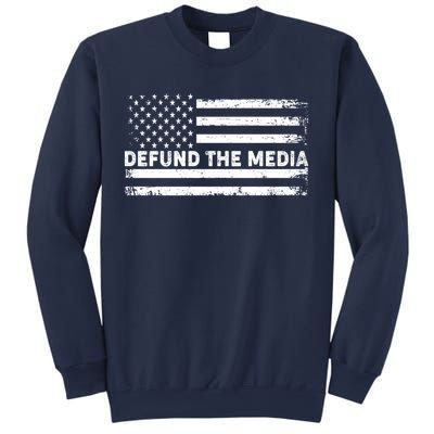 Distressed Defund The Media American Flag Sweatshirt