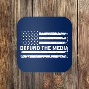 Distressed Defund The Media American Flag Coaster