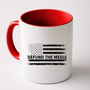 Distressed Defund The Media American Flag Coffee Mug