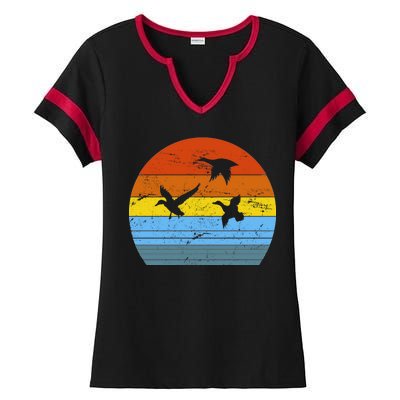 Distressed Duck Hunting Ladies Halftime Notch Neck Tee