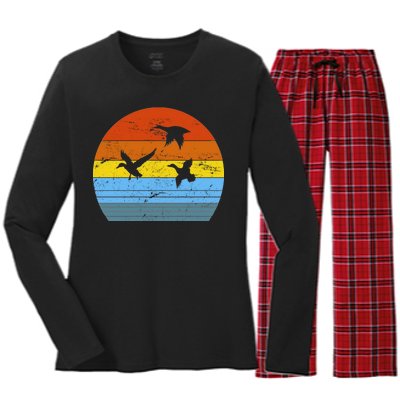 Distressed Duck Hunting Women's Long Sleeve Flannel Pajama Set 