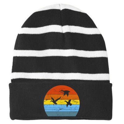 Distressed Duck Hunting Striped Beanie with Solid Band