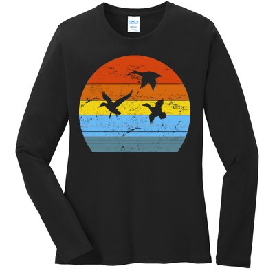 Distressed Duck Hunting Ladies Long Sleeve Shirt