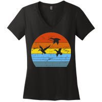 Distressed Duck Hunting Women's V-Neck T-Shirt