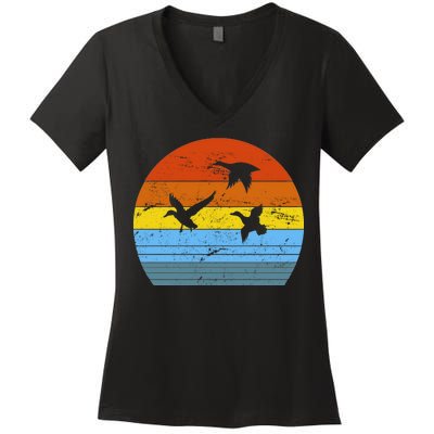 Distressed Duck Hunting Women's V-Neck T-Shirt