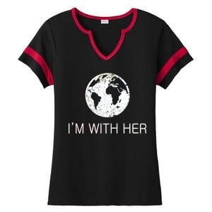 Distressed Earth Day I'm With Her Science March Ladies Halftime Notch Neck Tee