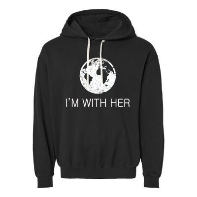 Distressed Earth Day I'm With Her Science March Garment-Dyed Fleece Hoodie