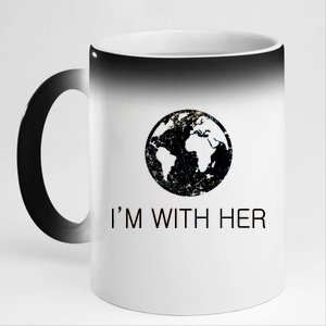 Distressed Earth Day I'm With Her Science March 11oz Black Color Changing Mug