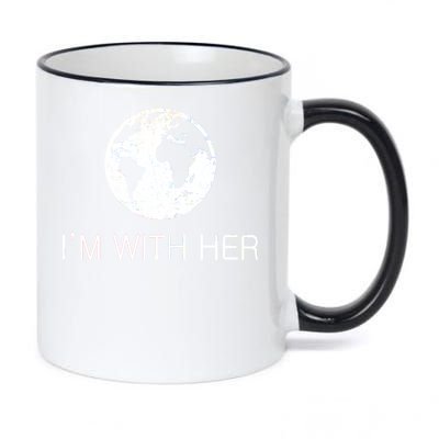 Distressed Earth Day I'm With Her Science March 11oz Black Color Changing Mug