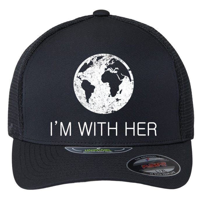 Distressed Earth Day I'm With Her Science March Flexfit Unipanel Trucker Cap