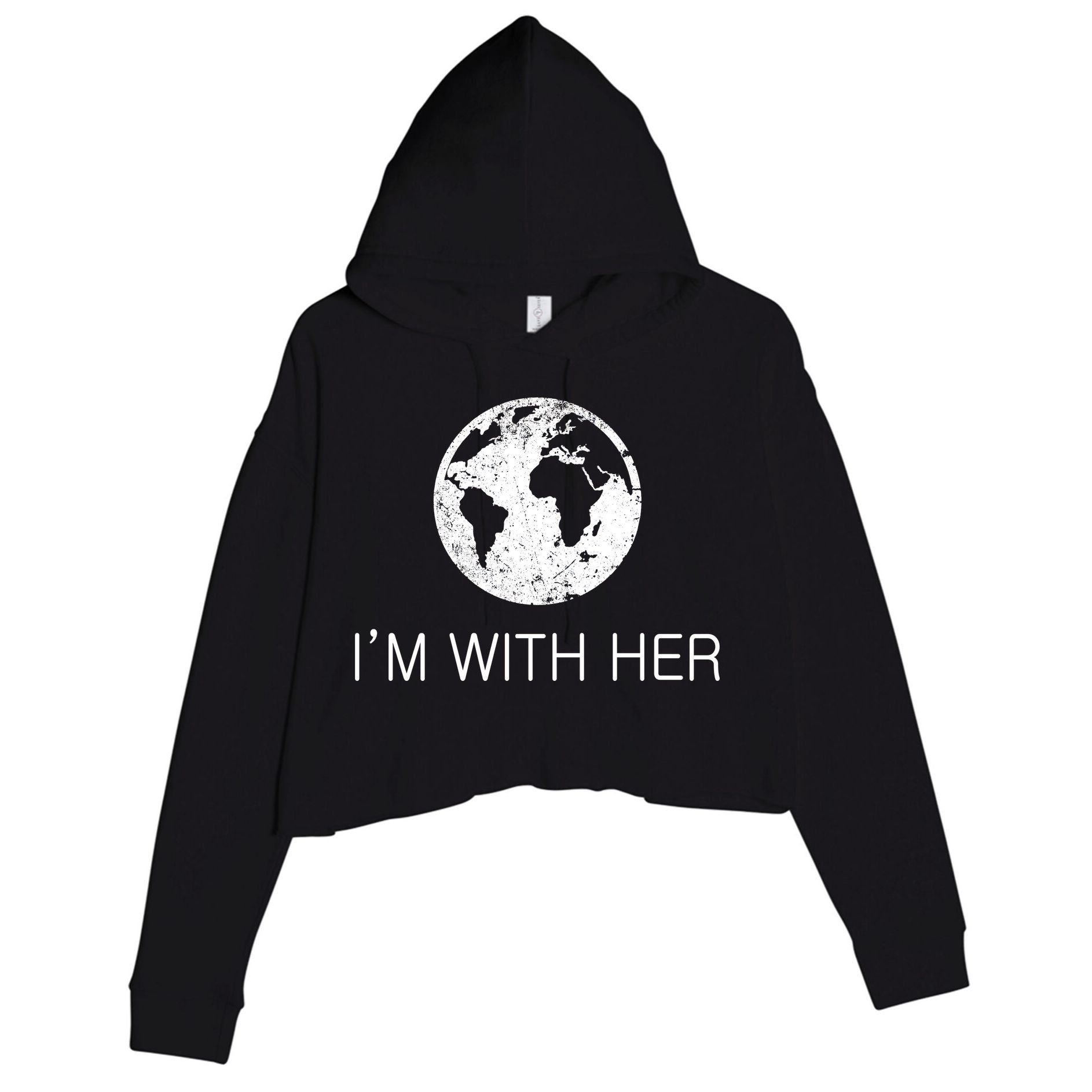 Distressed Earth Day I'm With Her Science March Crop Fleece Hoodie