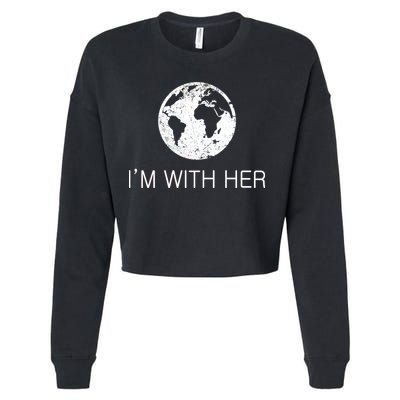 Distressed Earth Day I'm With Her Science March Cropped Pullover Crew