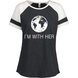 Distressed Earth Day I'm With Her Science March Enza Ladies Jersey Colorblock Tee