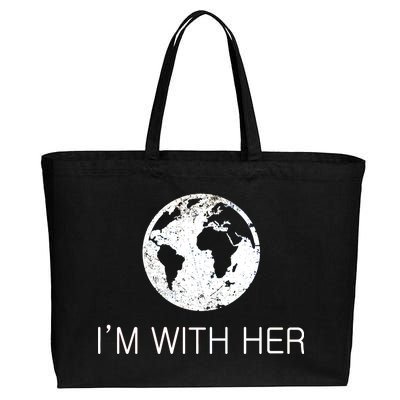 Distressed Earth Day I'm With Her Science March Cotton Canvas Jumbo Tote