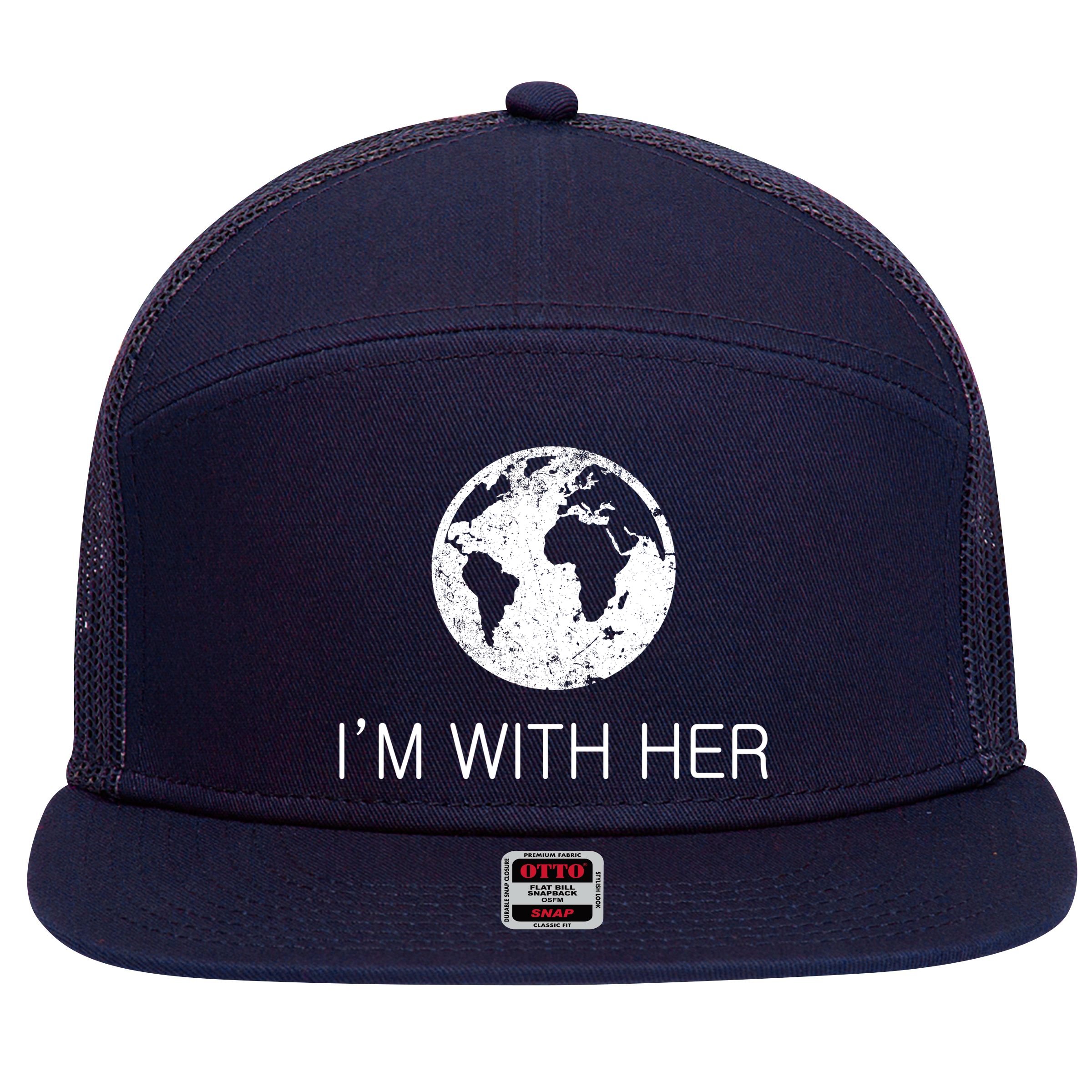 Distressed Earth Day I'm With Her Science March 7 Panel Mesh Trucker Snapback Hat