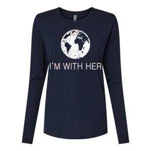 Distressed Earth Day I'm With Her Science March Womens Cotton Relaxed Long Sleeve T-Shirt