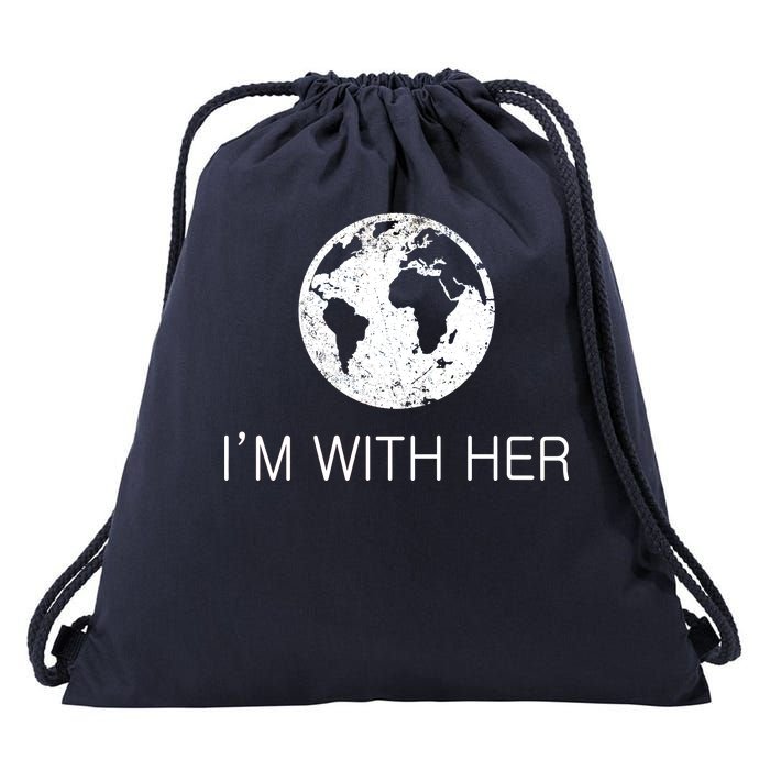 Distressed Earth Day I'm With Her Science March Drawstring Bag