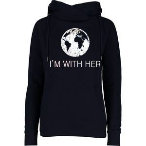 Distressed Earth Day I'm With Her Science March Womens Funnel Neck Pullover Hood