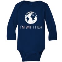 Distressed Earth Day I'm With Her Science March Baby Long Sleeve Bodysuit