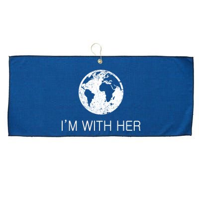 Distressed Earth Day I'm With Her Science March Large Microfiber Waffle Golf Towel