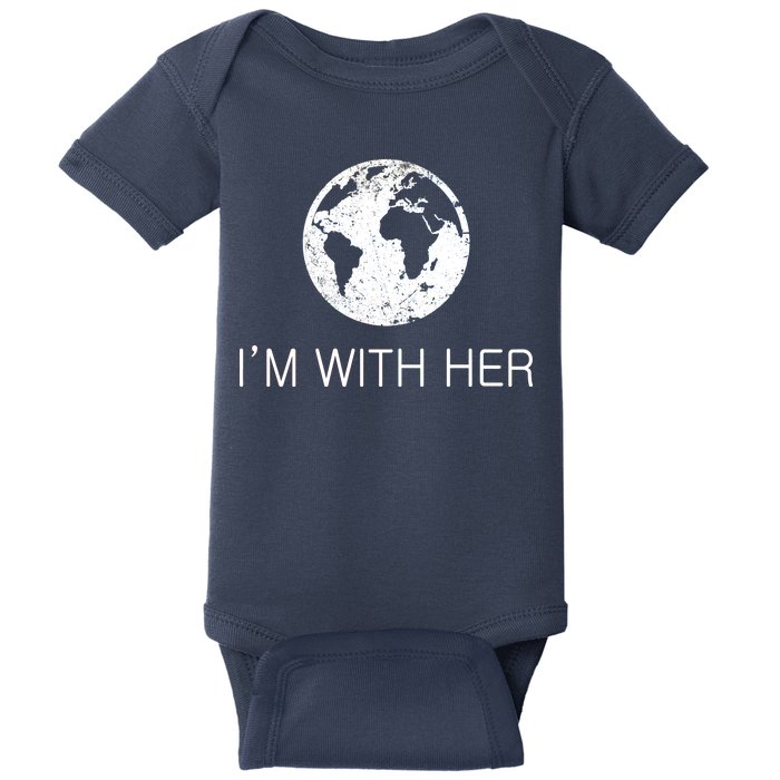 Distressed Earth Day I'm With Her Science March Baby Bodysuit